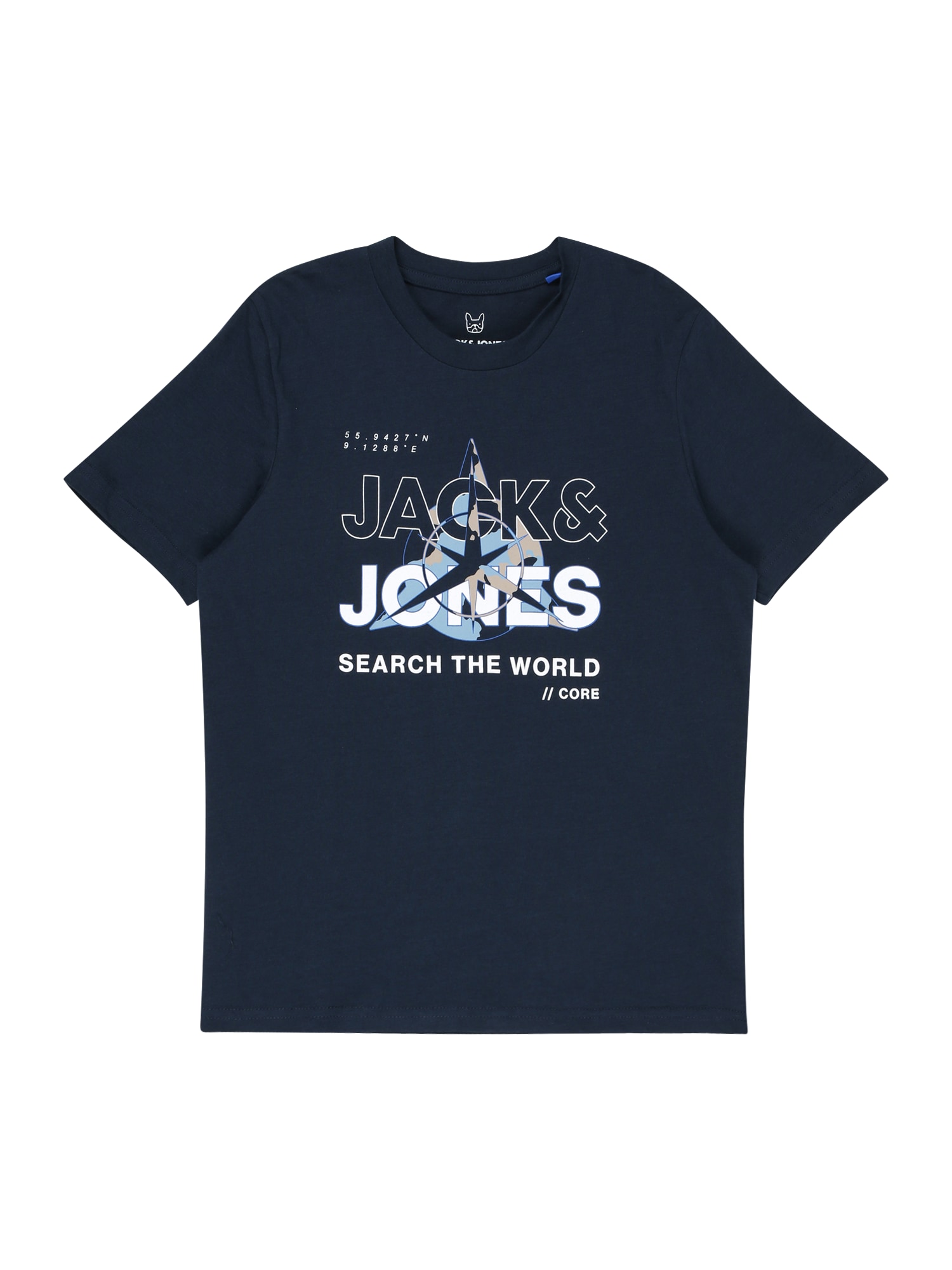 Jack & Jones Junior Majica  mornarska / svetlo modra / greige / bela