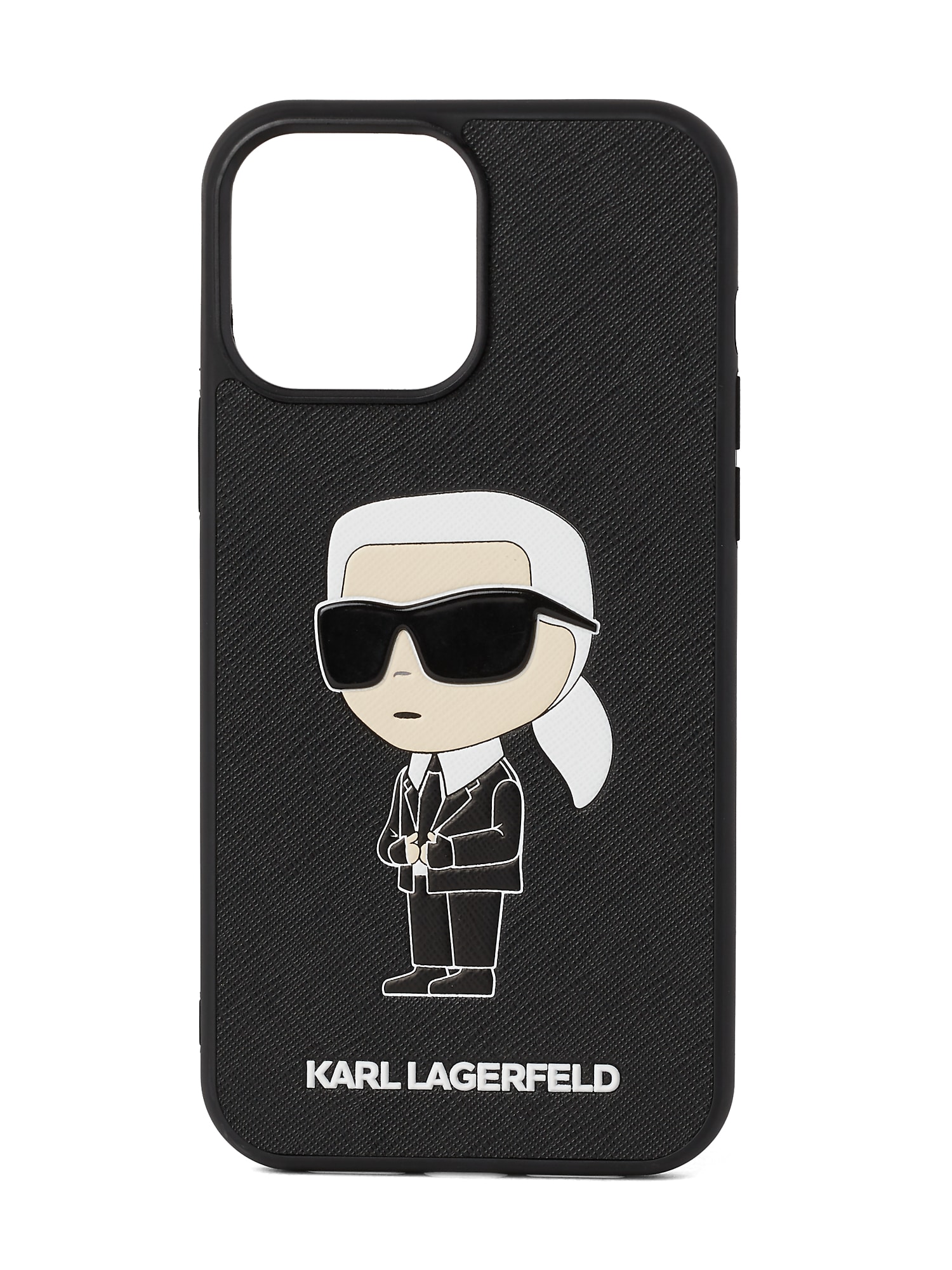 Karl Lagerfeld Etui za telefon ' Ikonik 2.0 iPhone 14 Pro '  bež / črna / bela