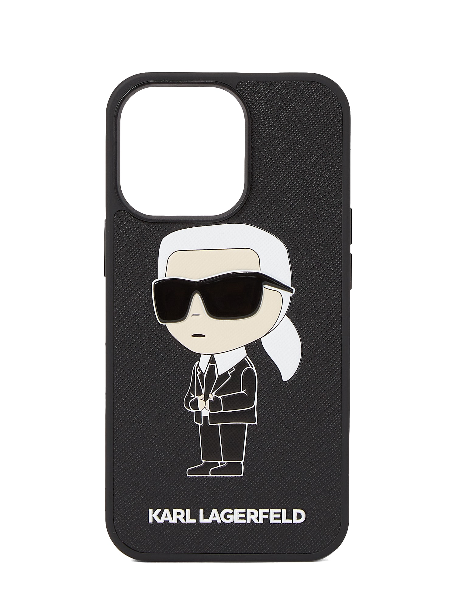 Karl Lagerfeld Etui za telefon 'Ikonik 2.0 iPhone 13 Pro'  kremna / črna / bela