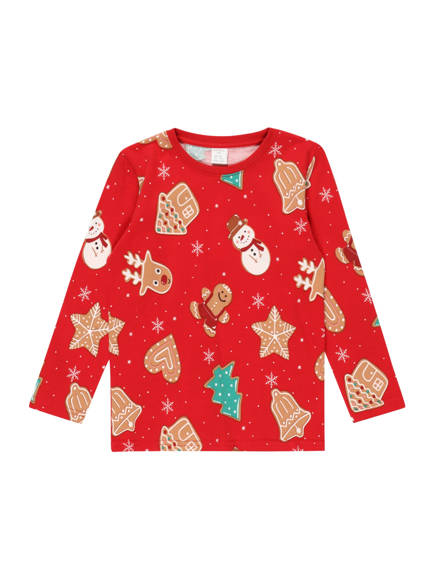 Lindex Majica 'Gingerbread'  svetlo rjava / žad / rdeča / bela