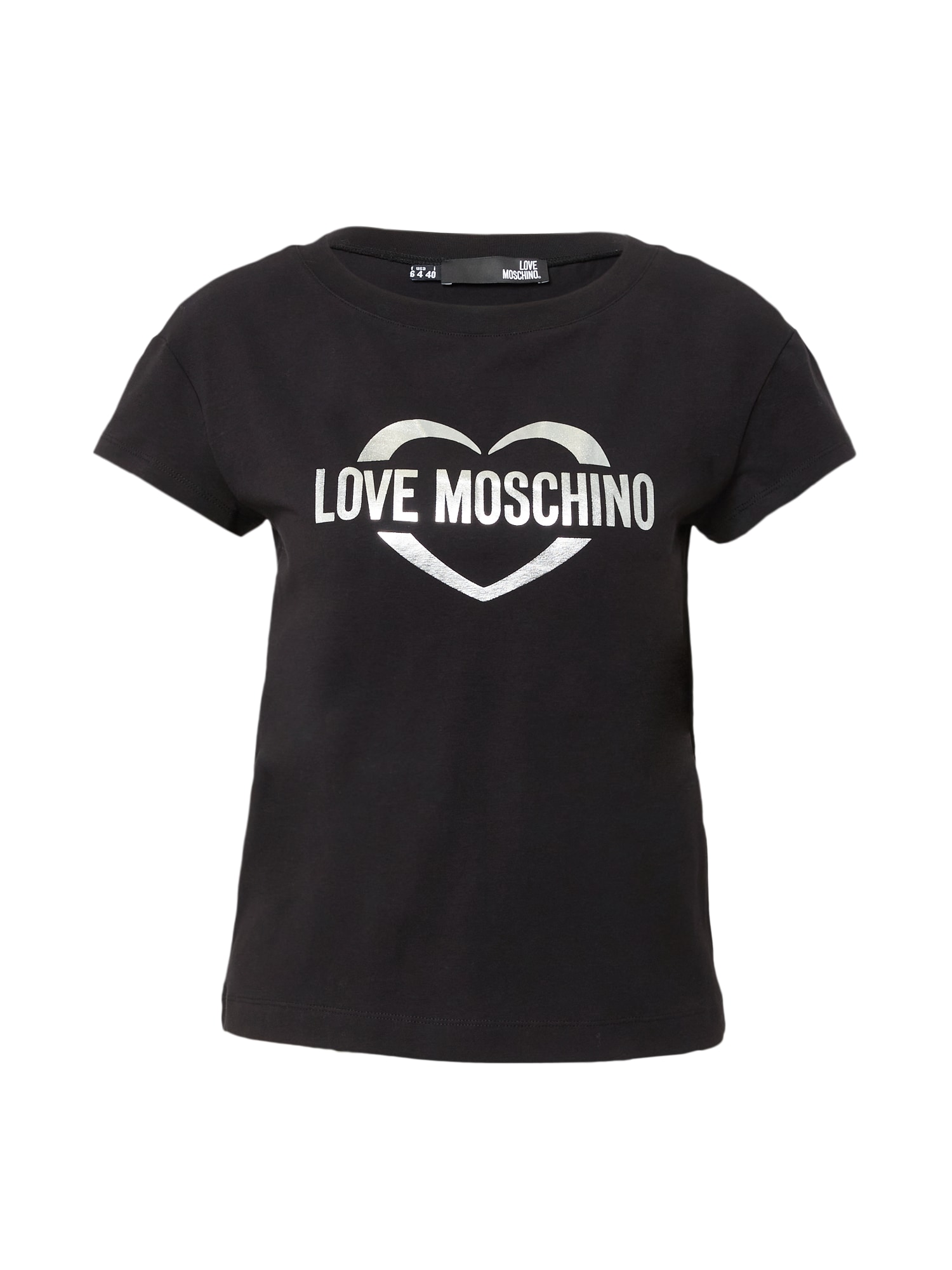 Love Moschino Majica 'MAGLIETTA'  črna / srebrna