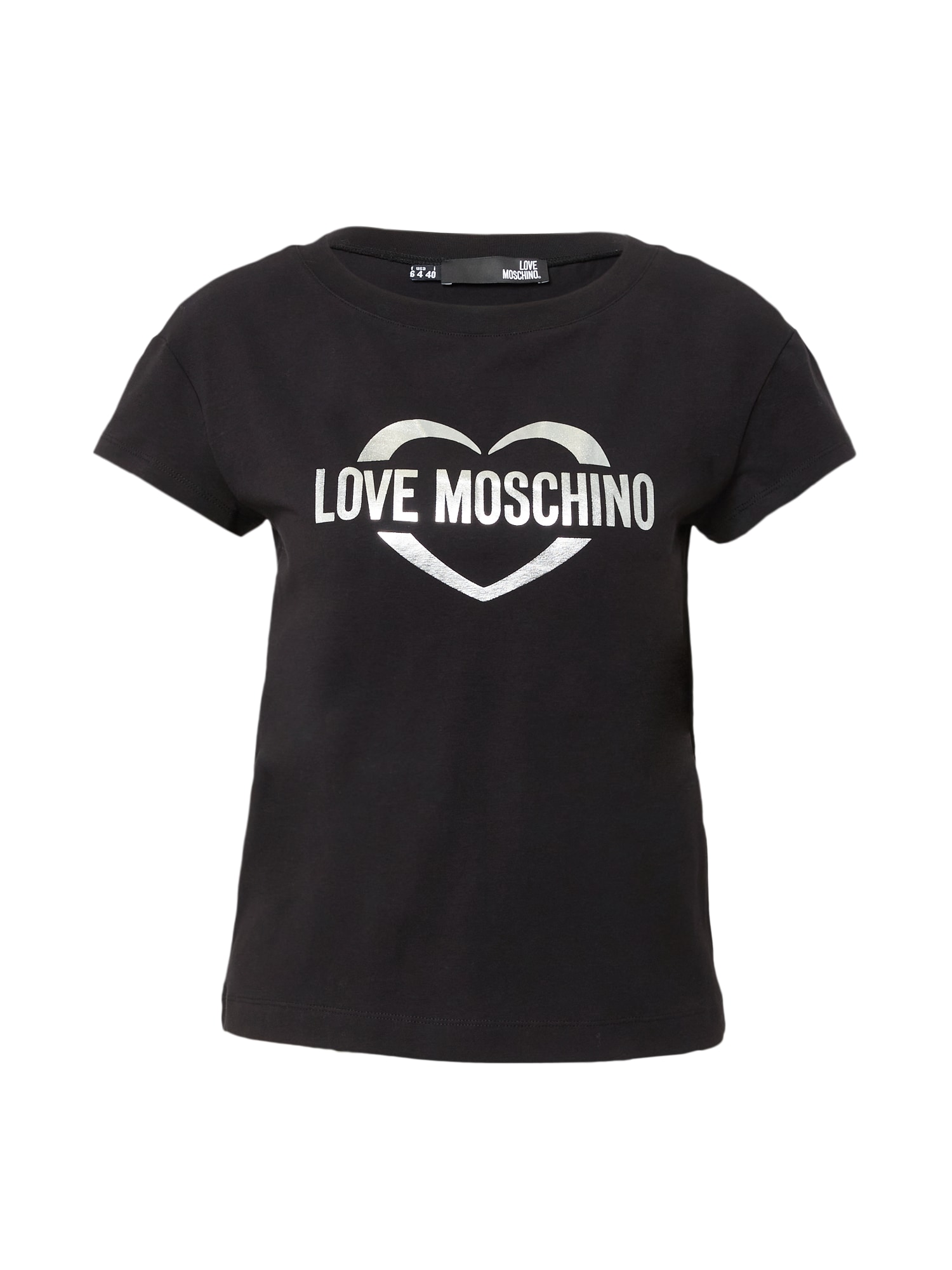 Love Moschino Majica 'MAGLIETTA'  črna / srebrna