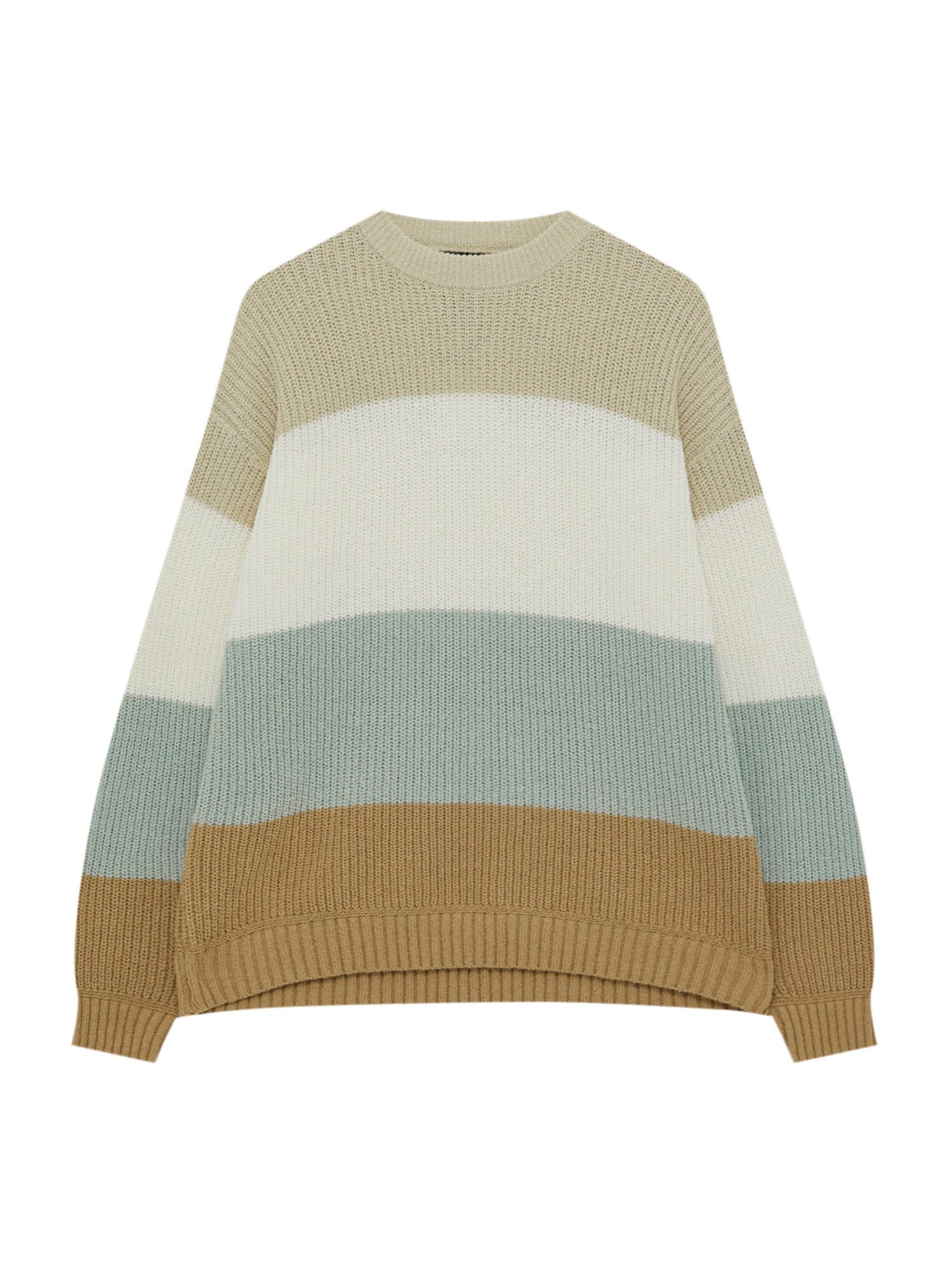 Pull&Bear Pulover  rjava / dimno-siva / kamen / bela