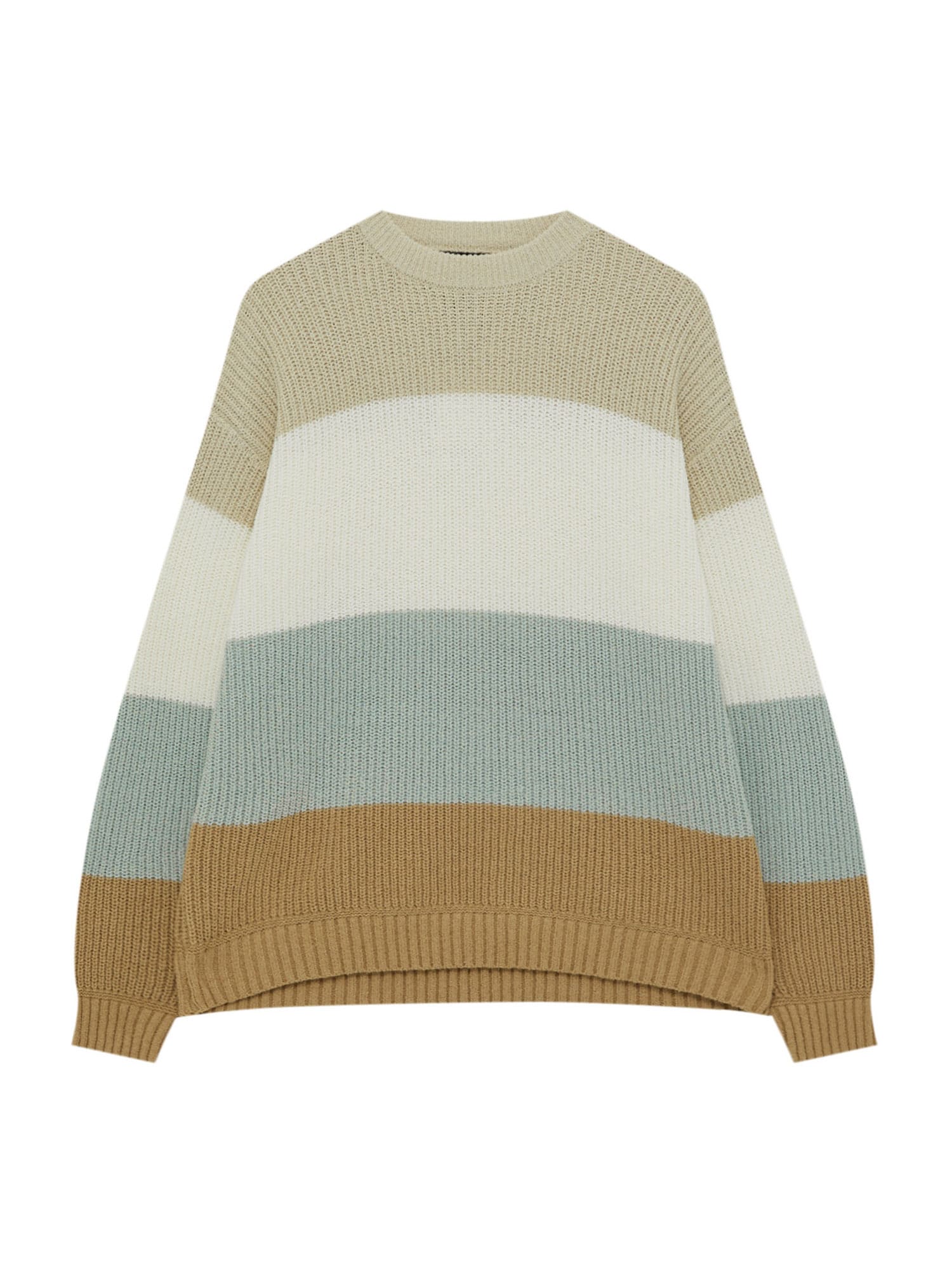 Pull&Bear Pulover  rjava / dimno-siva / kamen / bela