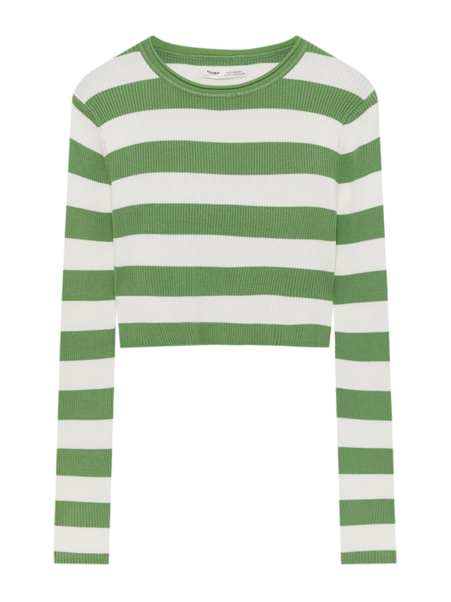 Pull&Bear Pulover  zelena / naravno bela