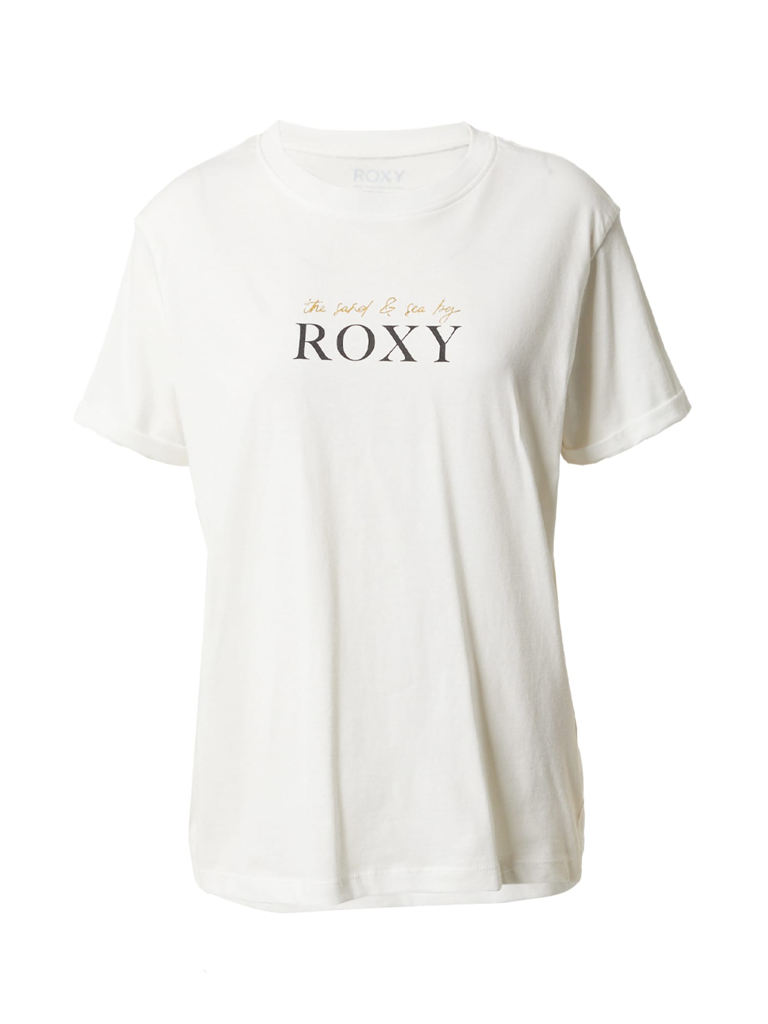 ROXY Majica 'NOON OCEAN'  svetlo rjava / črna / bela