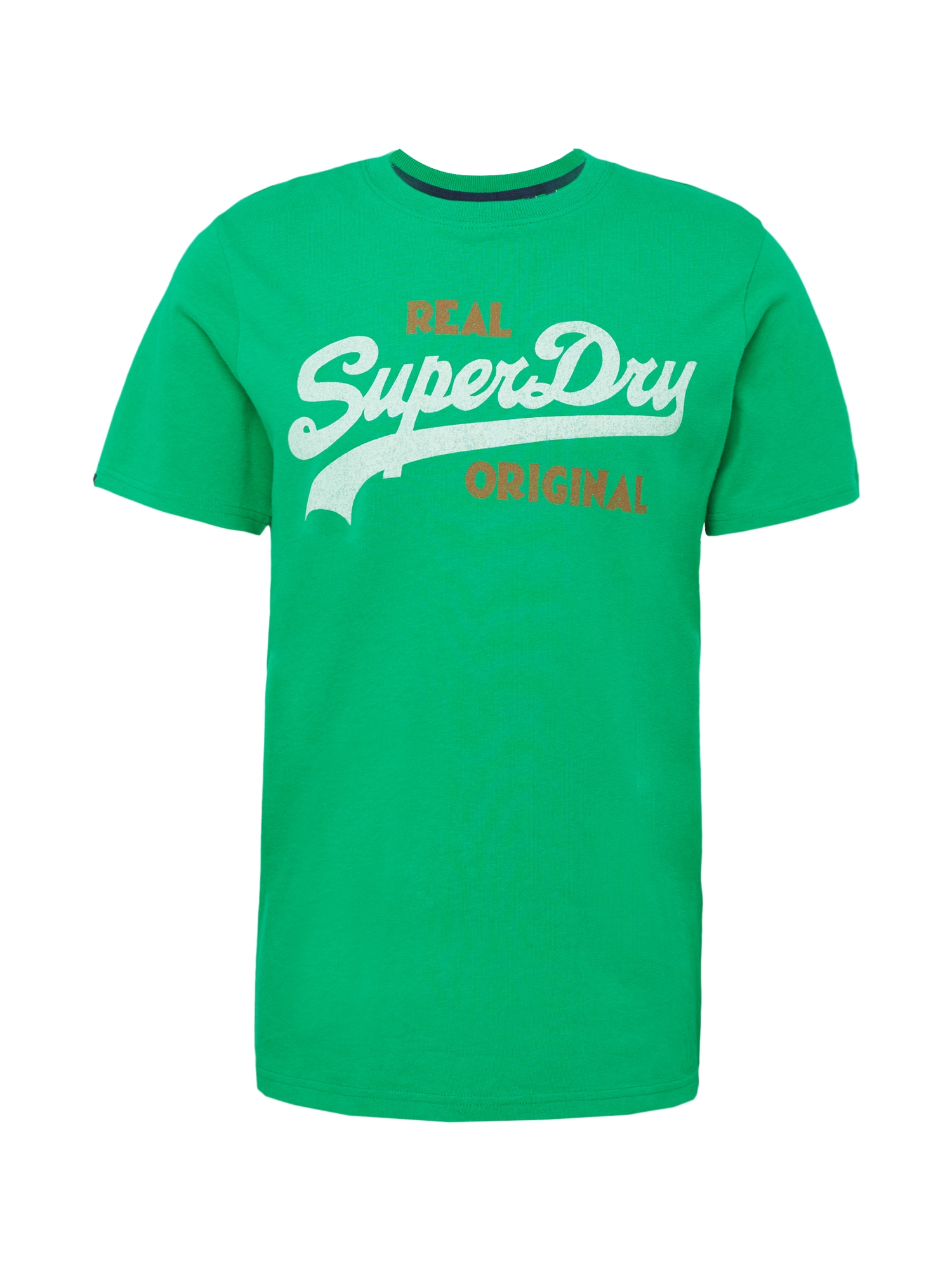 Superdry Majica  rjava / zelena / bela