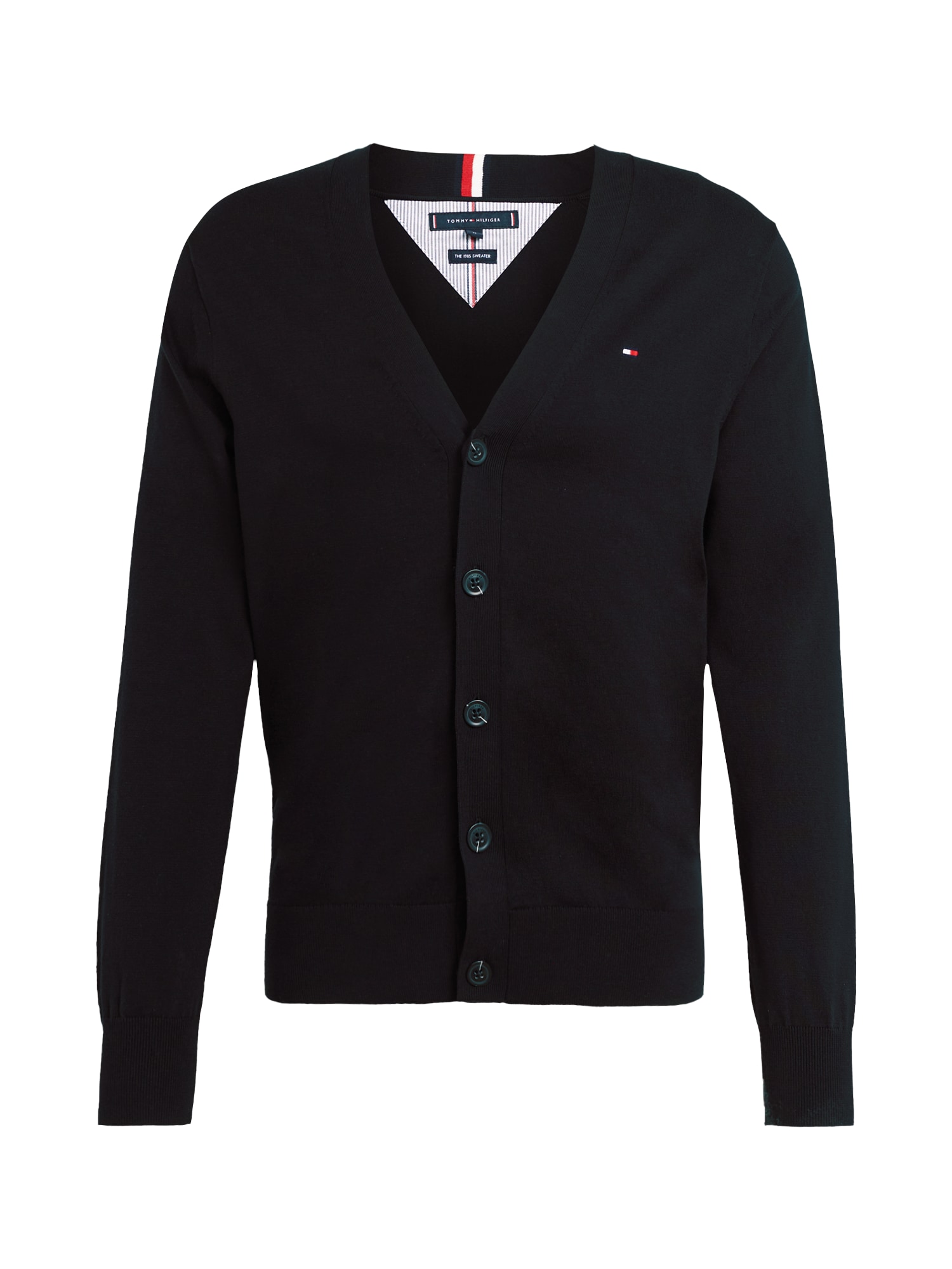 TOMMY HILFIGER Pletena jopa  rdeča / črna / bela