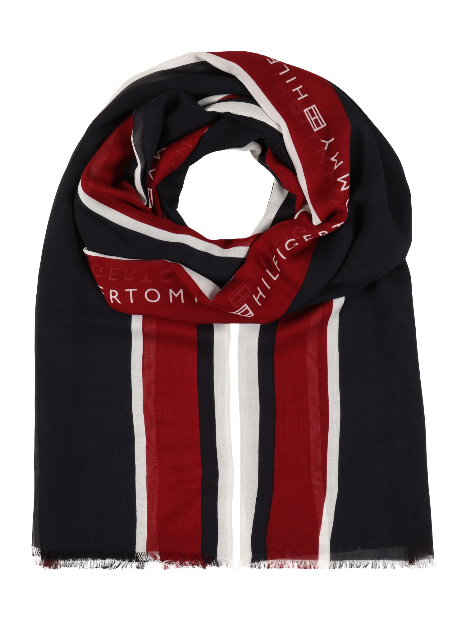 TOMMY HILFIGER Šal  nočno modra / rdeča / bela