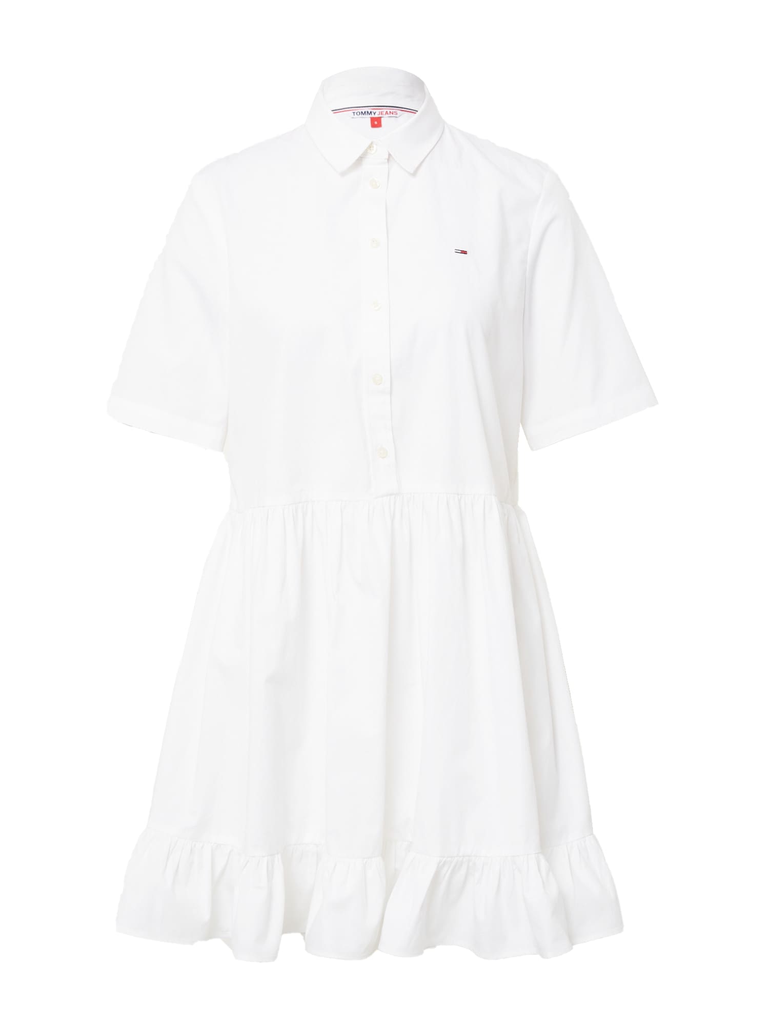Tommy Jeans Dolga srajca 'POPLIN'  mornarska / rdeča / bela