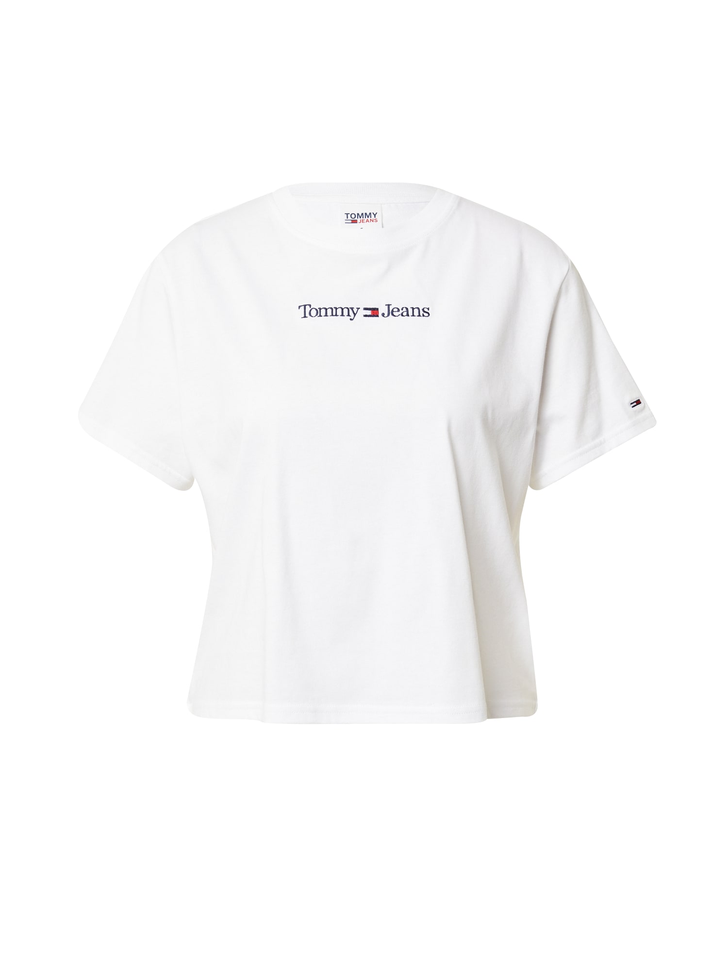 Tommy Jeans Majica  temno modra / ognjeno rdeča / bela