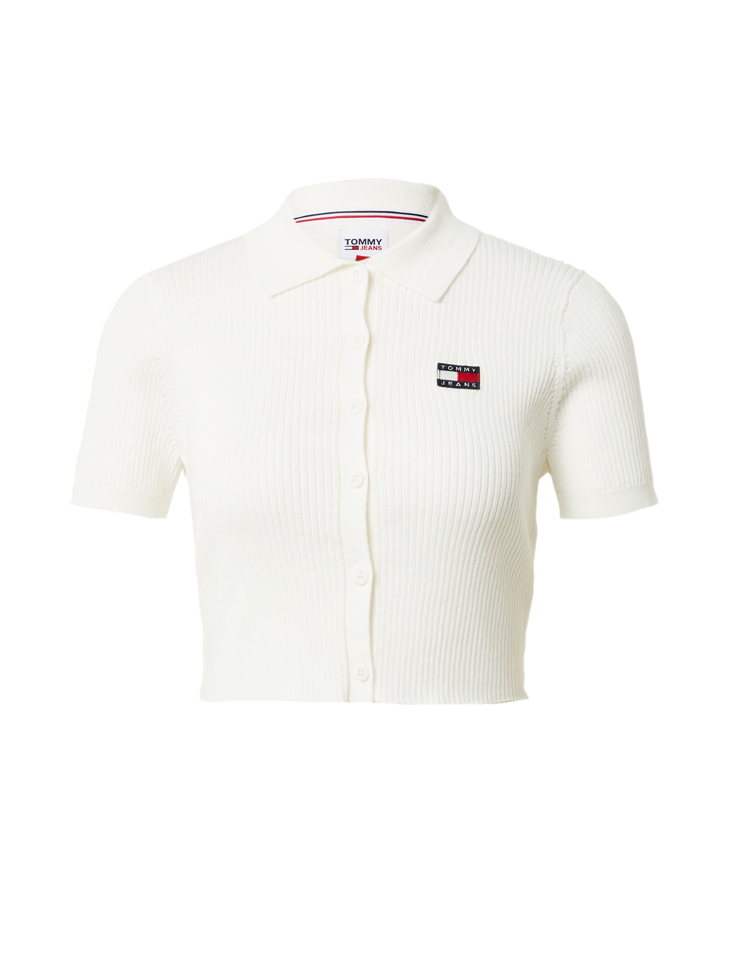 Tommy Jeans Pletena jopa  temno modra / živo rdeča / bela