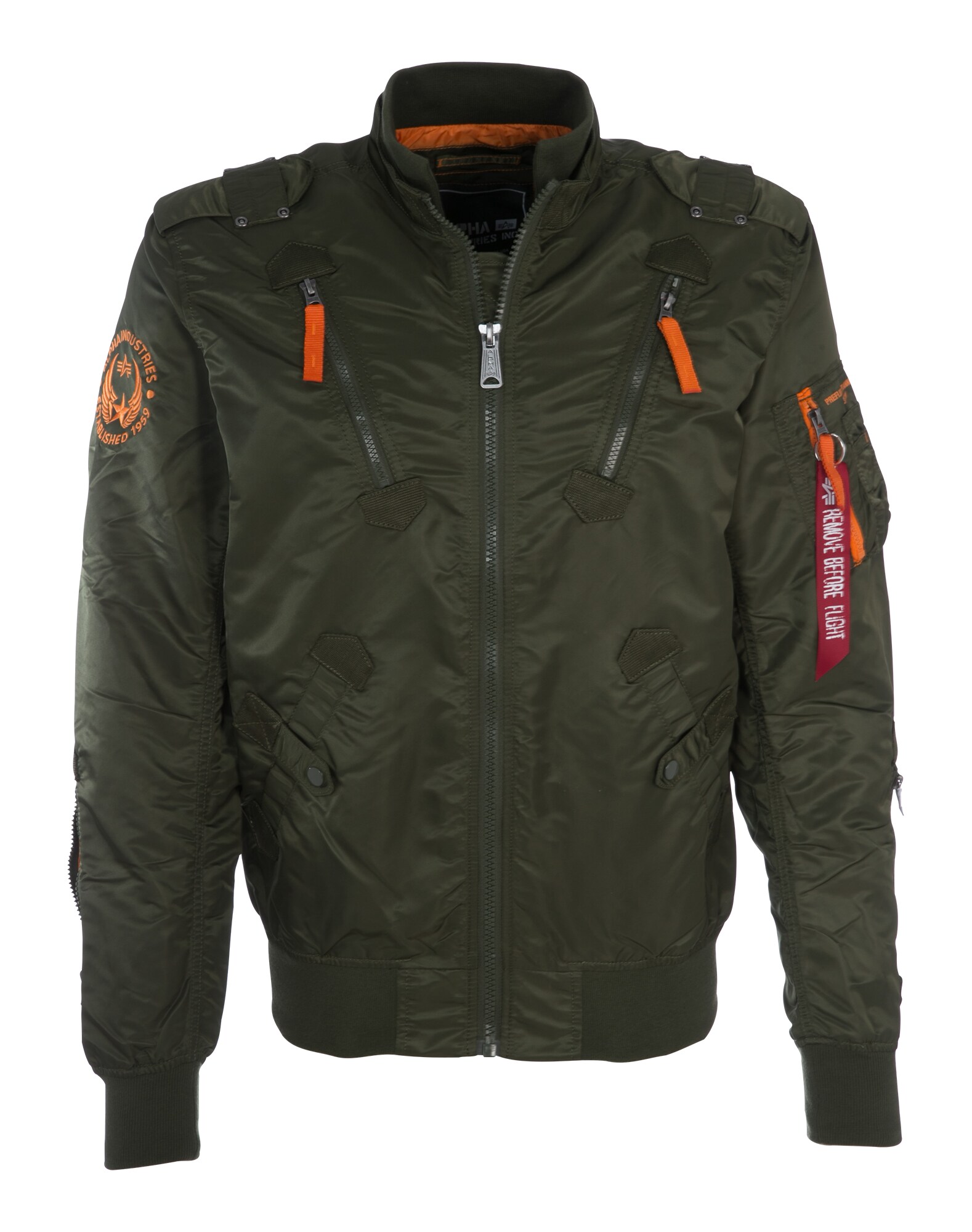 ALPHA INDUSTRIES Prehodna jakna 'Falcon II'  temno zelena / oranžna
