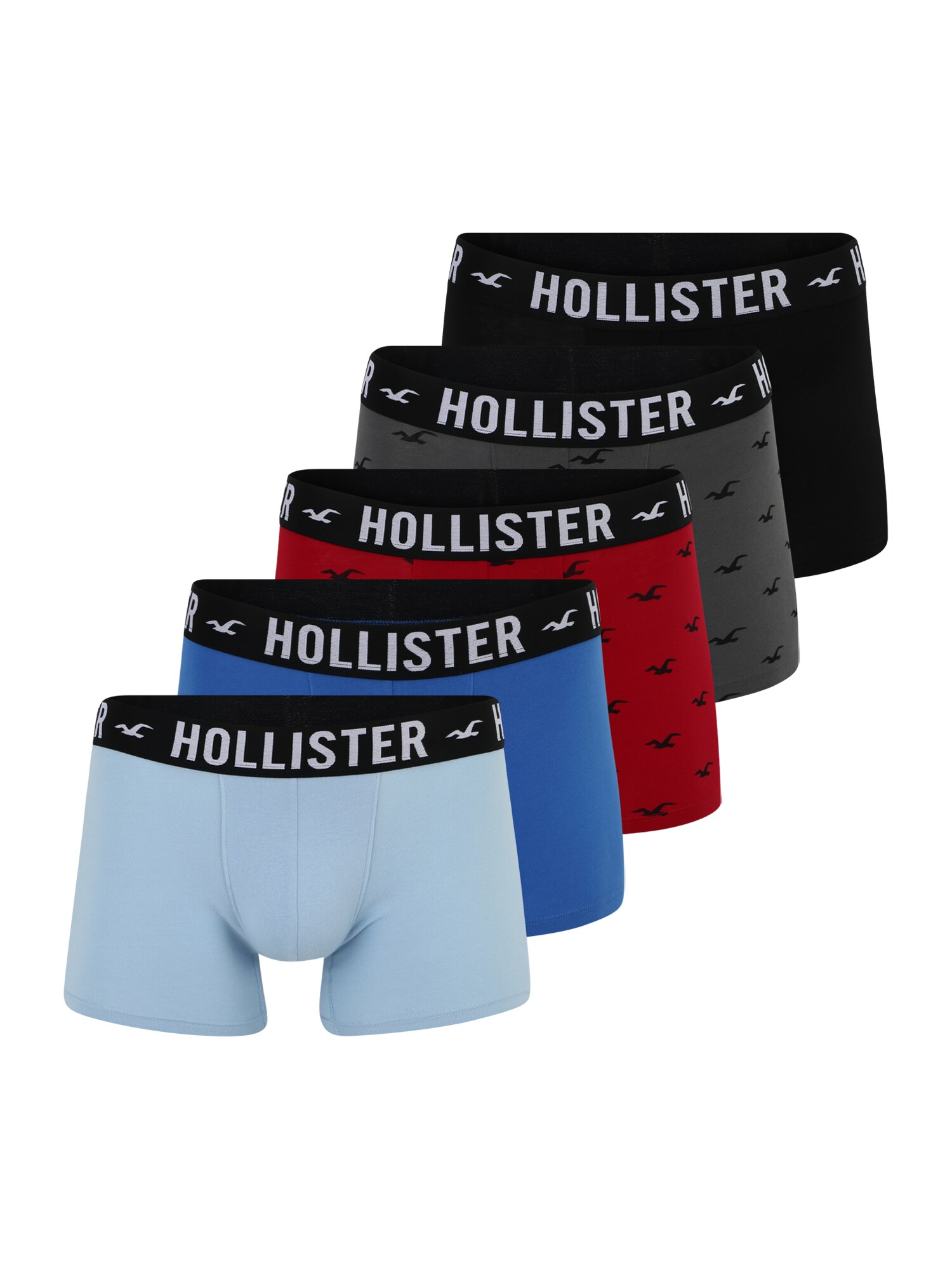 HOLLISTER Boksarice  pastelno modra / temno siva / rdeča / črna