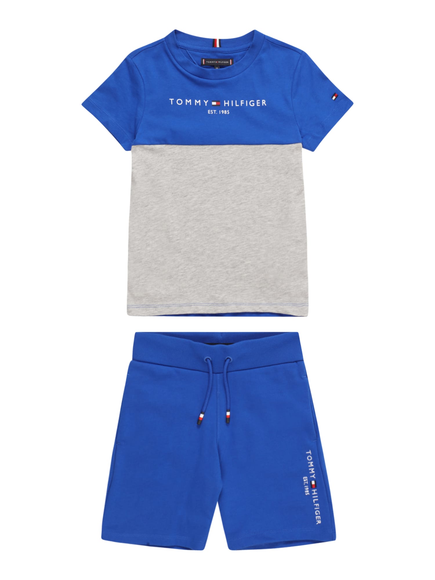 TOMMY HILFIGER Pižama  kraljevo modra / pegasto siva / živo rdeča / bela