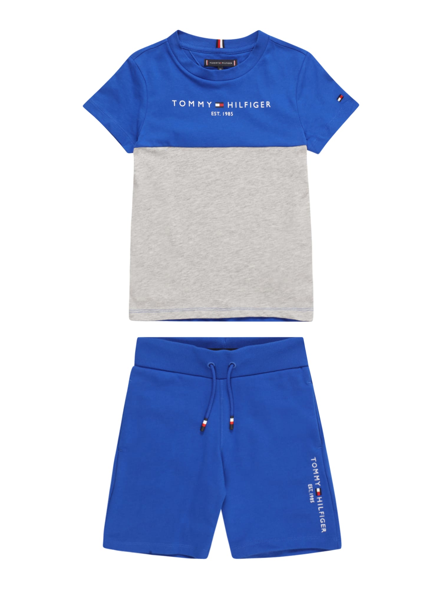 TOMMY HILFIGER Pižama  kraljevo modra / pegasto siva / živo rdeča / bela